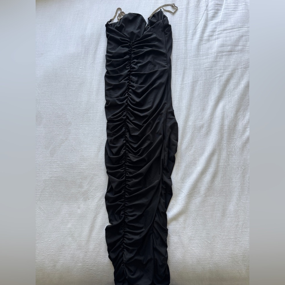 Oh Polly Black Maxi Pencil Skirt Ruched
